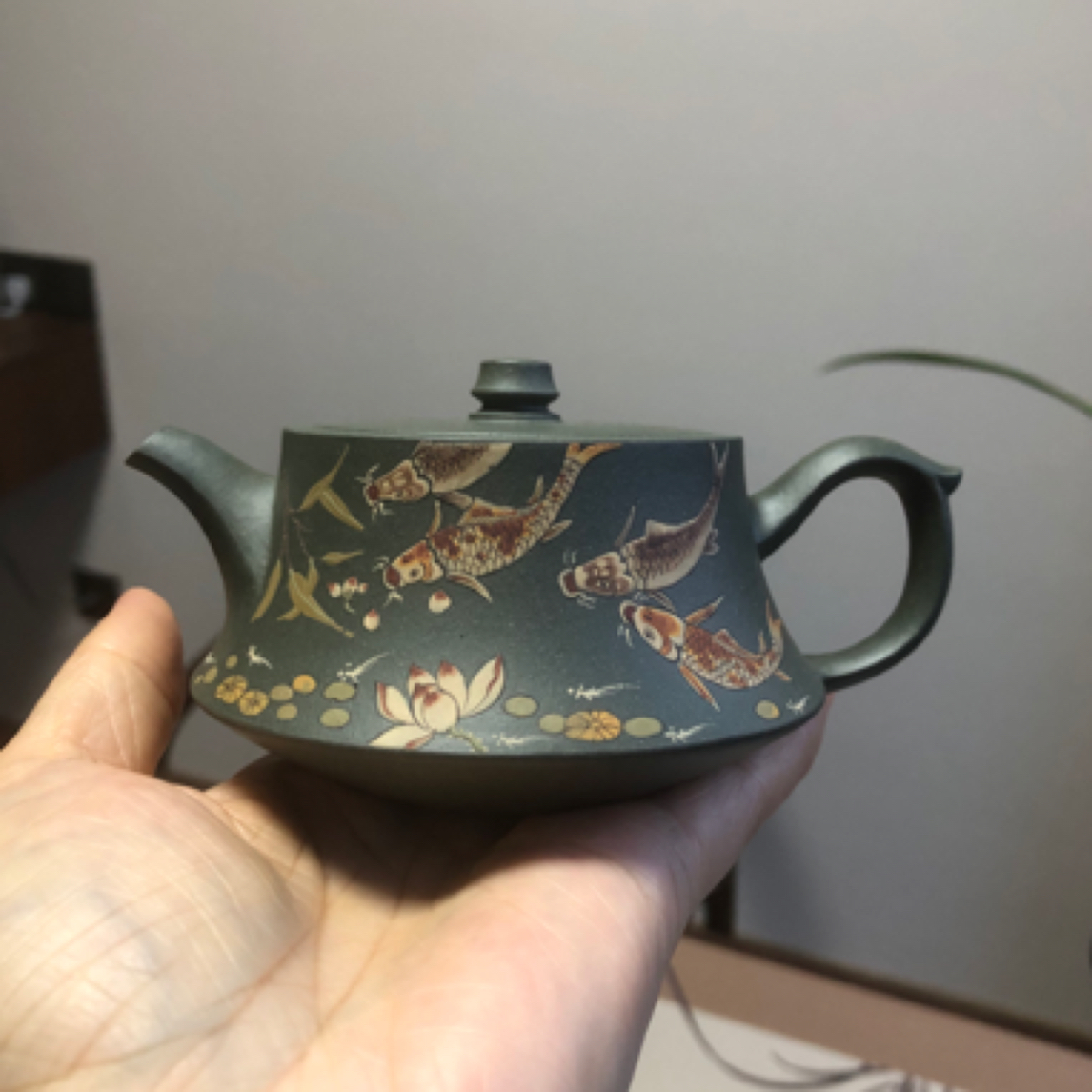 家藏老料民国绿柱础170毫升手工制作紫砂壶