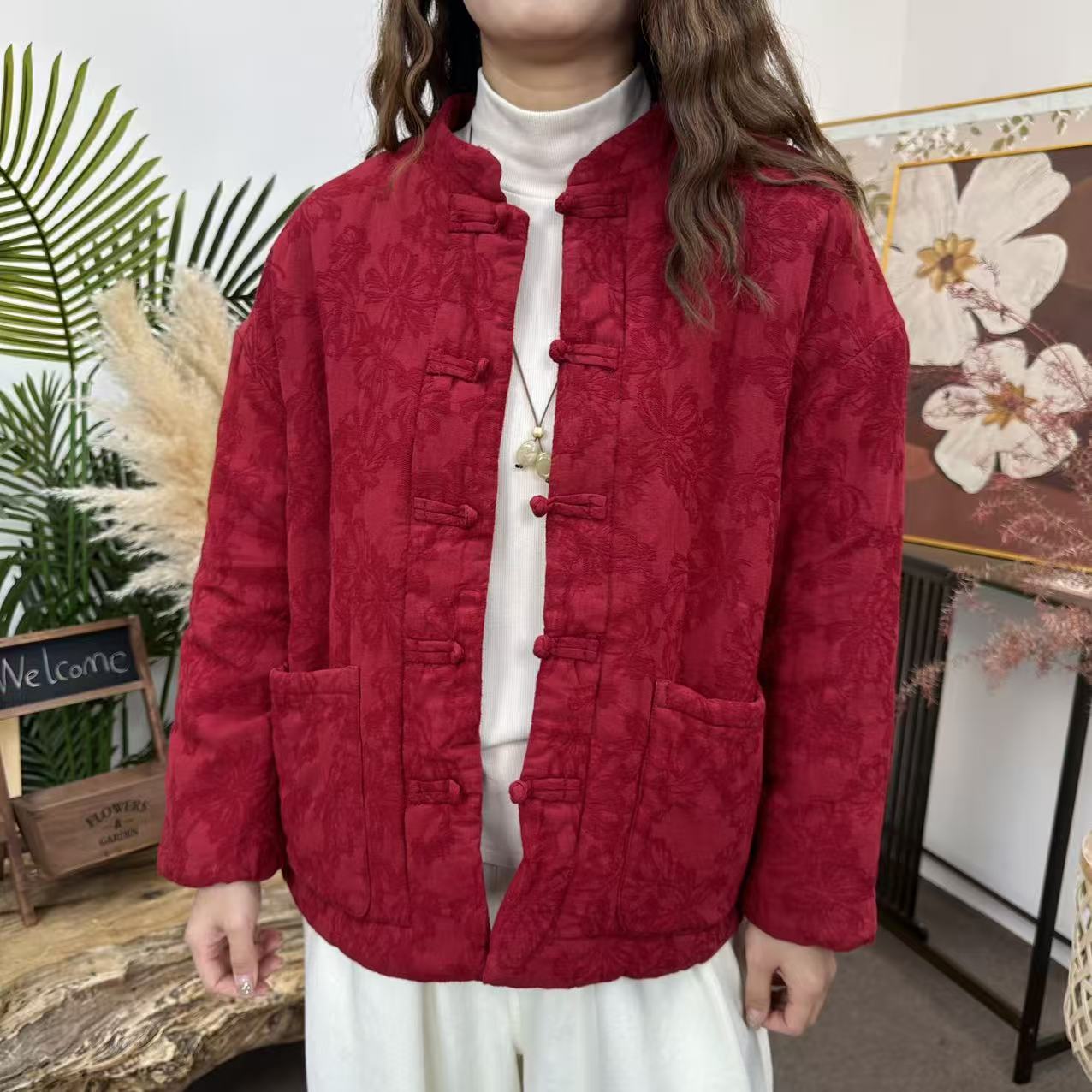 【真正的新疆棉花棉服*小红花】国风棉服女新中式女