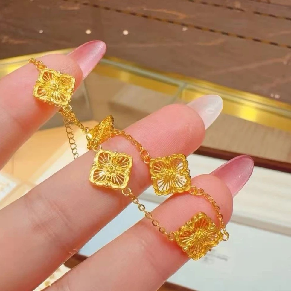 5G工艺足金999布家手链气质轻奢时尚百搭精致镭射金手链多退少补