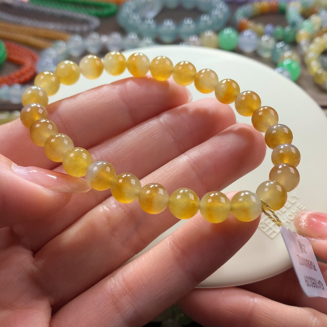 翡翠手链未镶嵌冰黄卡7