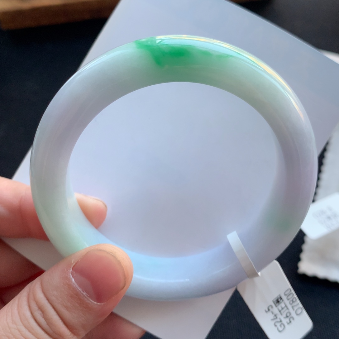 翡翠未镶嵌手镯3号56正瑕