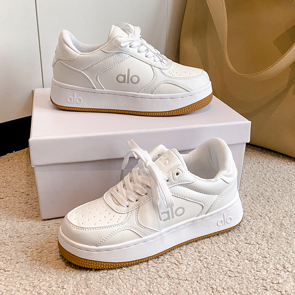 2025春爆款真皮系带休闲运动鞋jisoo同款板鞋增高厚底alo小白鞋女