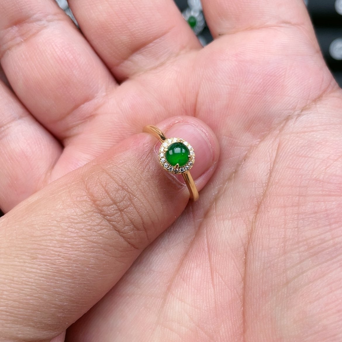 【闪购商品】翡翠戒指银S925镶嵌只****碗Oooooooo 