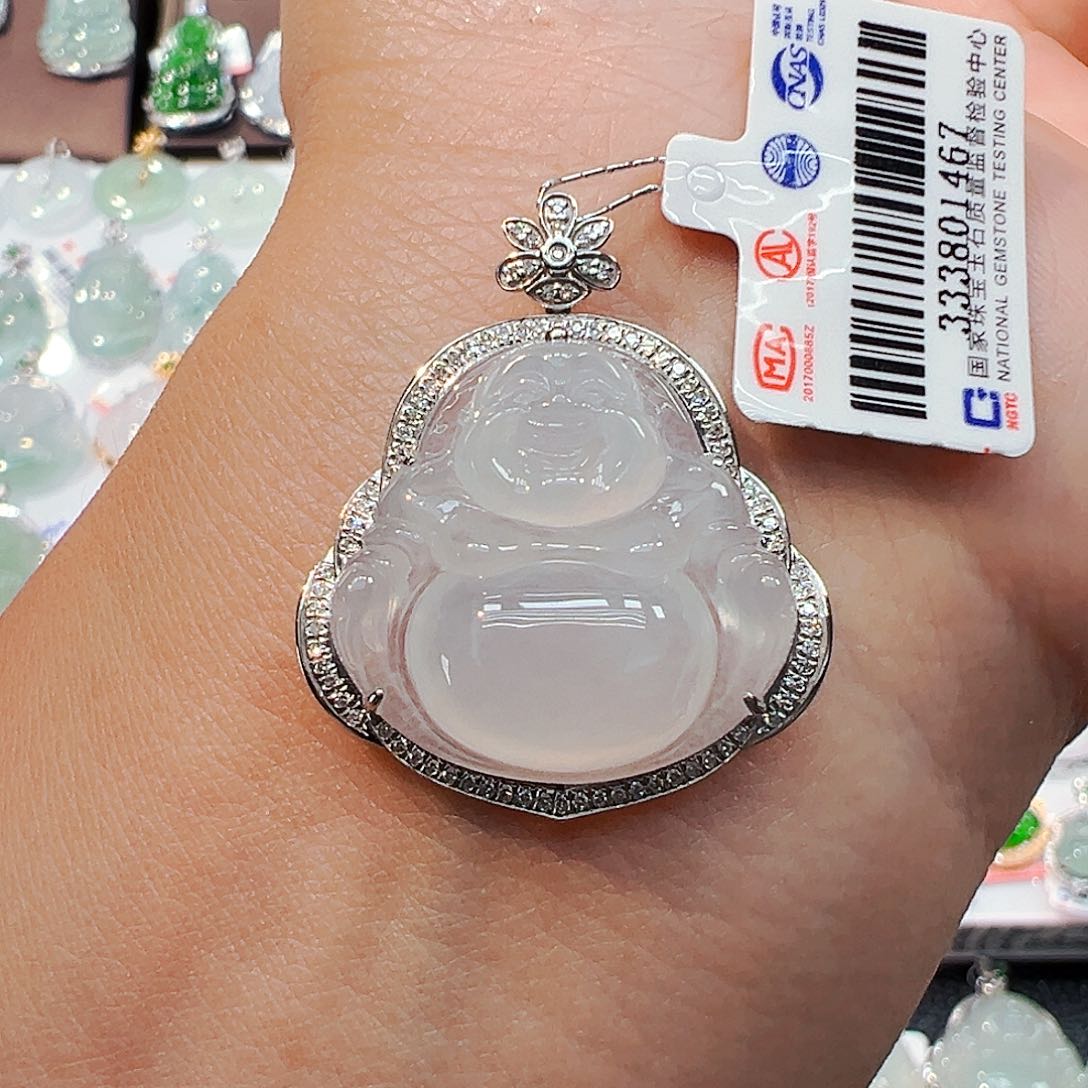 吊坠(不含链)18K金镶嵌翡翠佛公