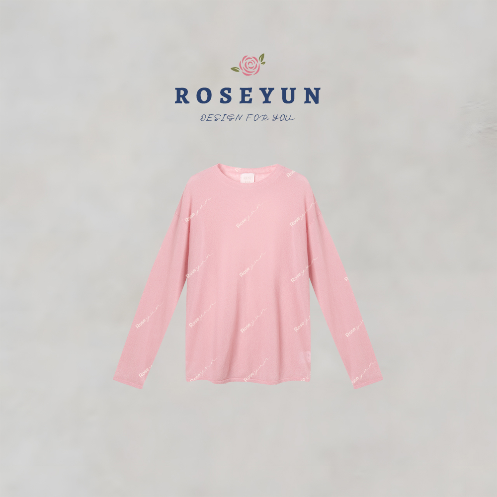 【Rose Yun】高级纯色山羊绒桑蚕丝绵羊毛软糯针织套头上衣JY125076