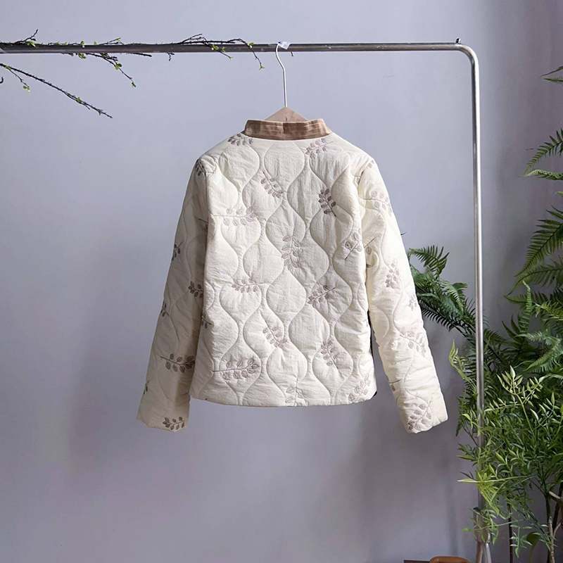 2894《惊梦觉》原创新中式精致织花夹棉棉服冬季拼接毛边