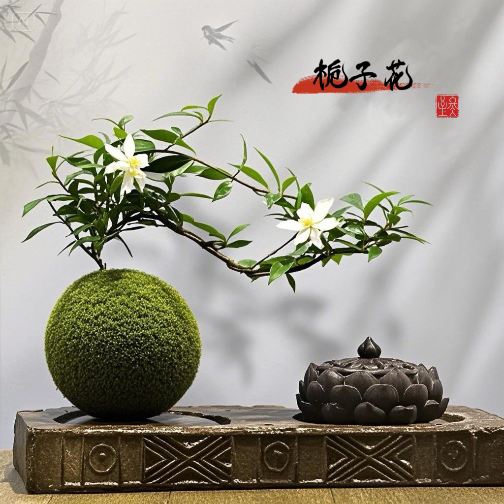 栀子花室内好养带花苞开花的小叶盆栽桌面小绿植悬崖飘枝盆栽花卉