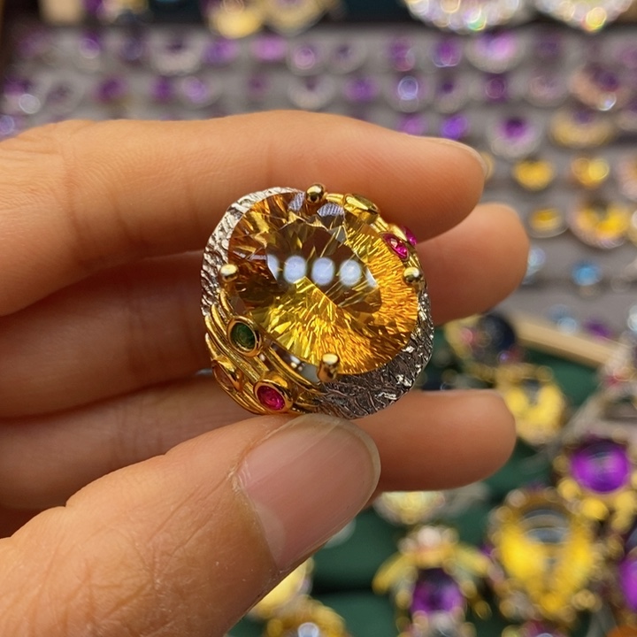 水晶戒指银S925镶嵌用****6天然水晶戒指