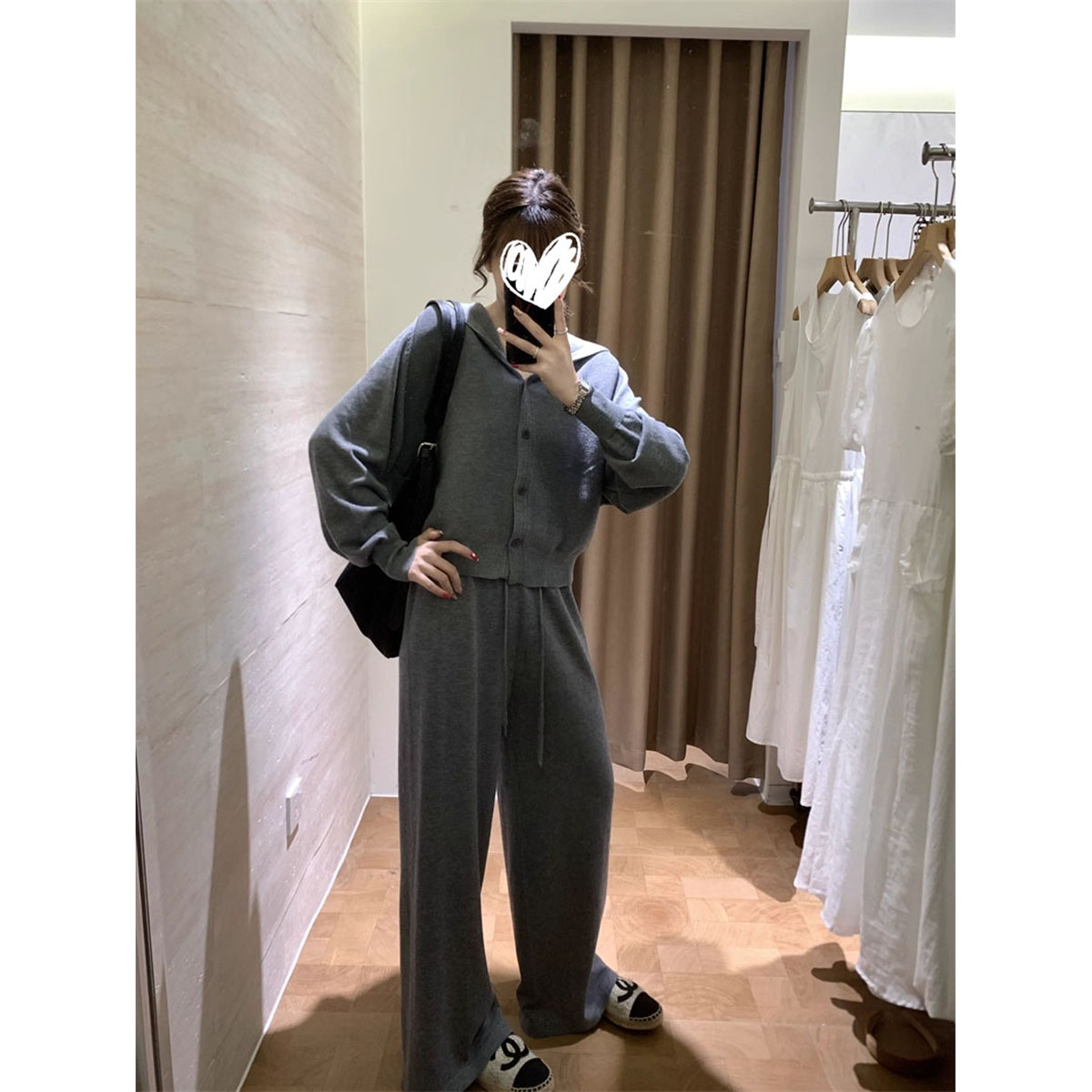 【3713】显瘦气质慵懒风针织套装休闲设计上衣+裤子两件套女