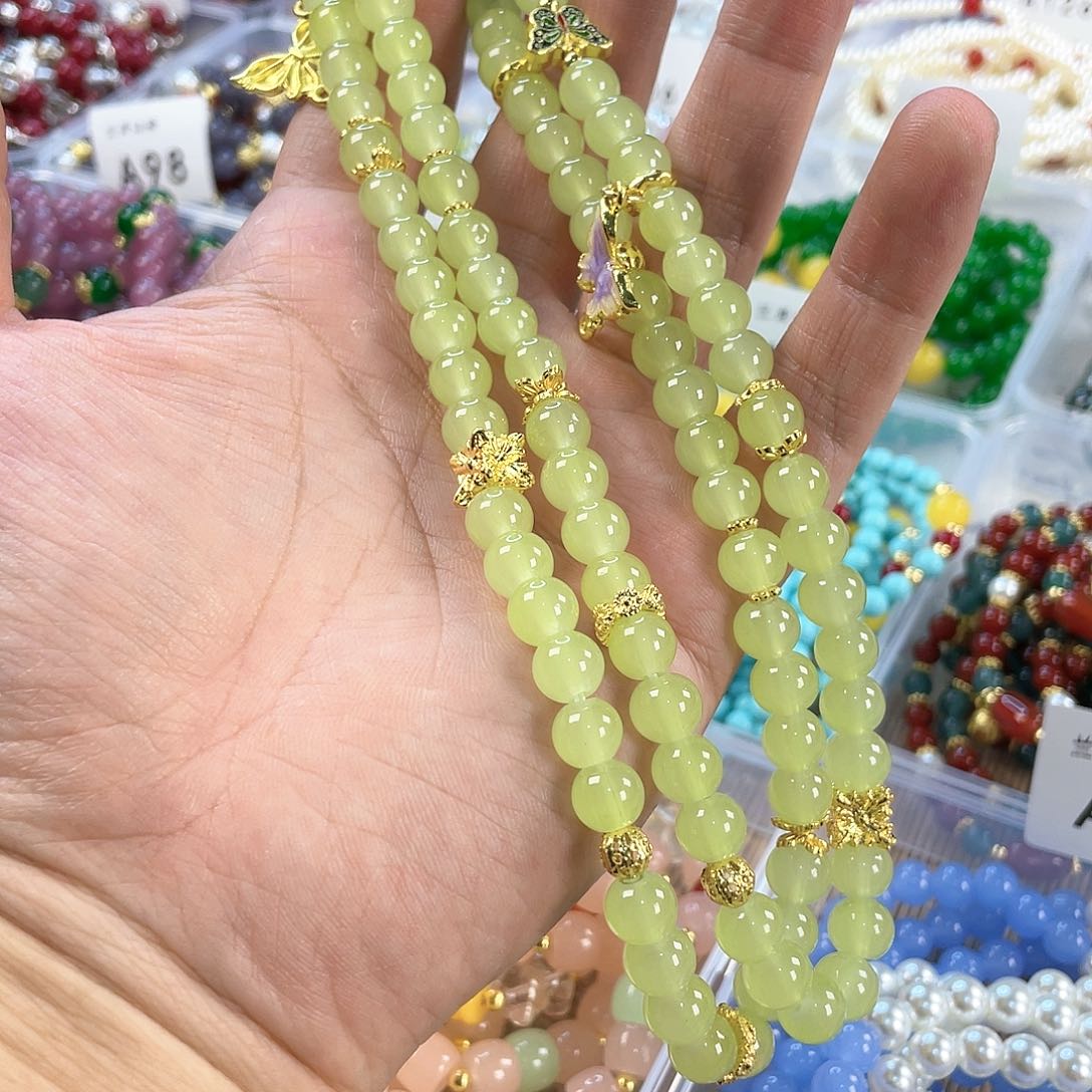 檀香木手串银S925镀金镶嵌