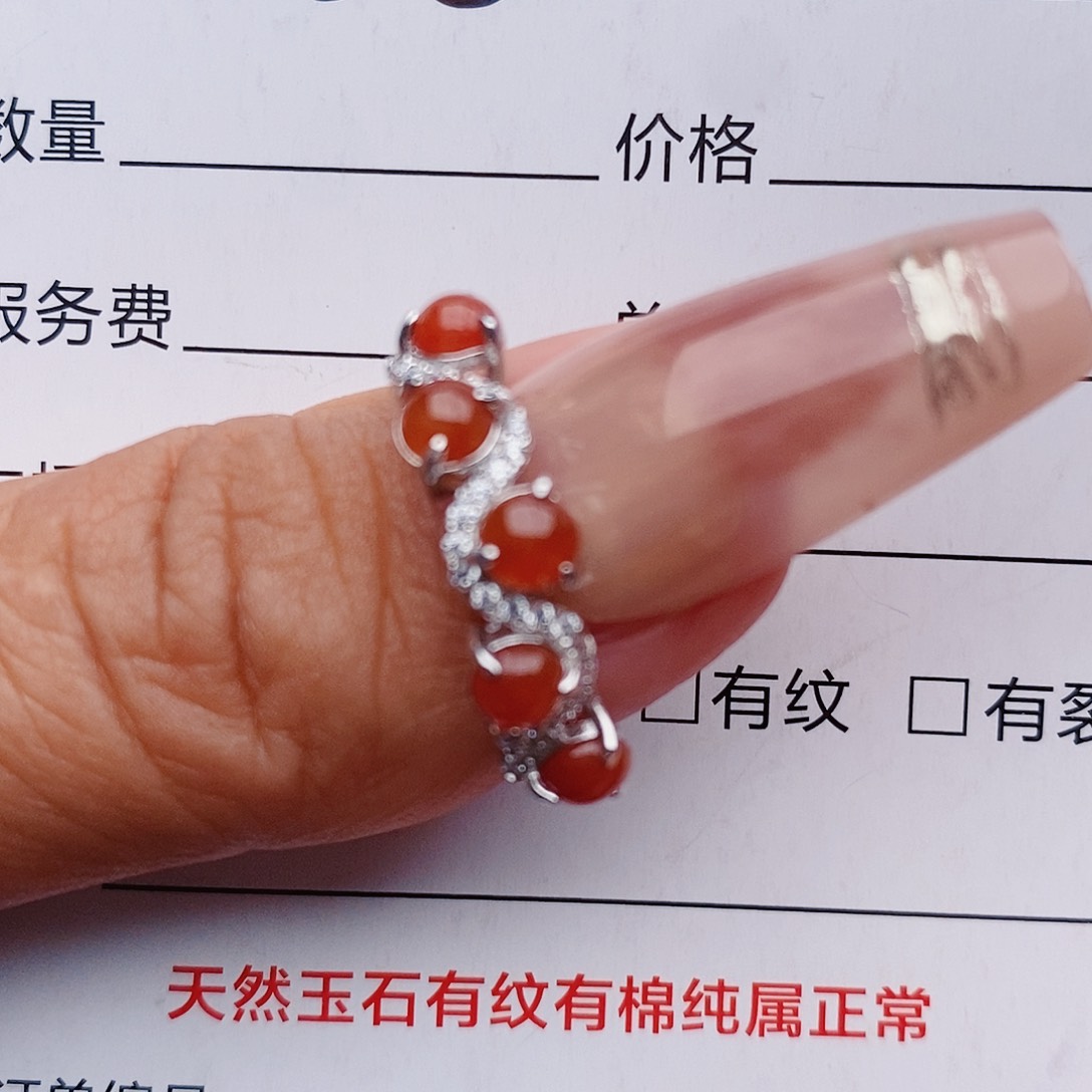 翡翠戒指银S925镶嵌戒指