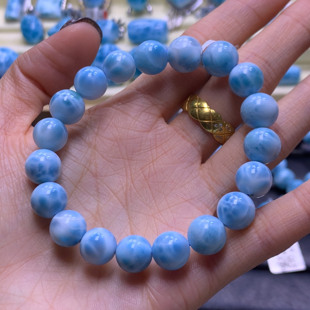 针钠钙石（海纹石）未镶嵌手链精品10mm手串色差略异