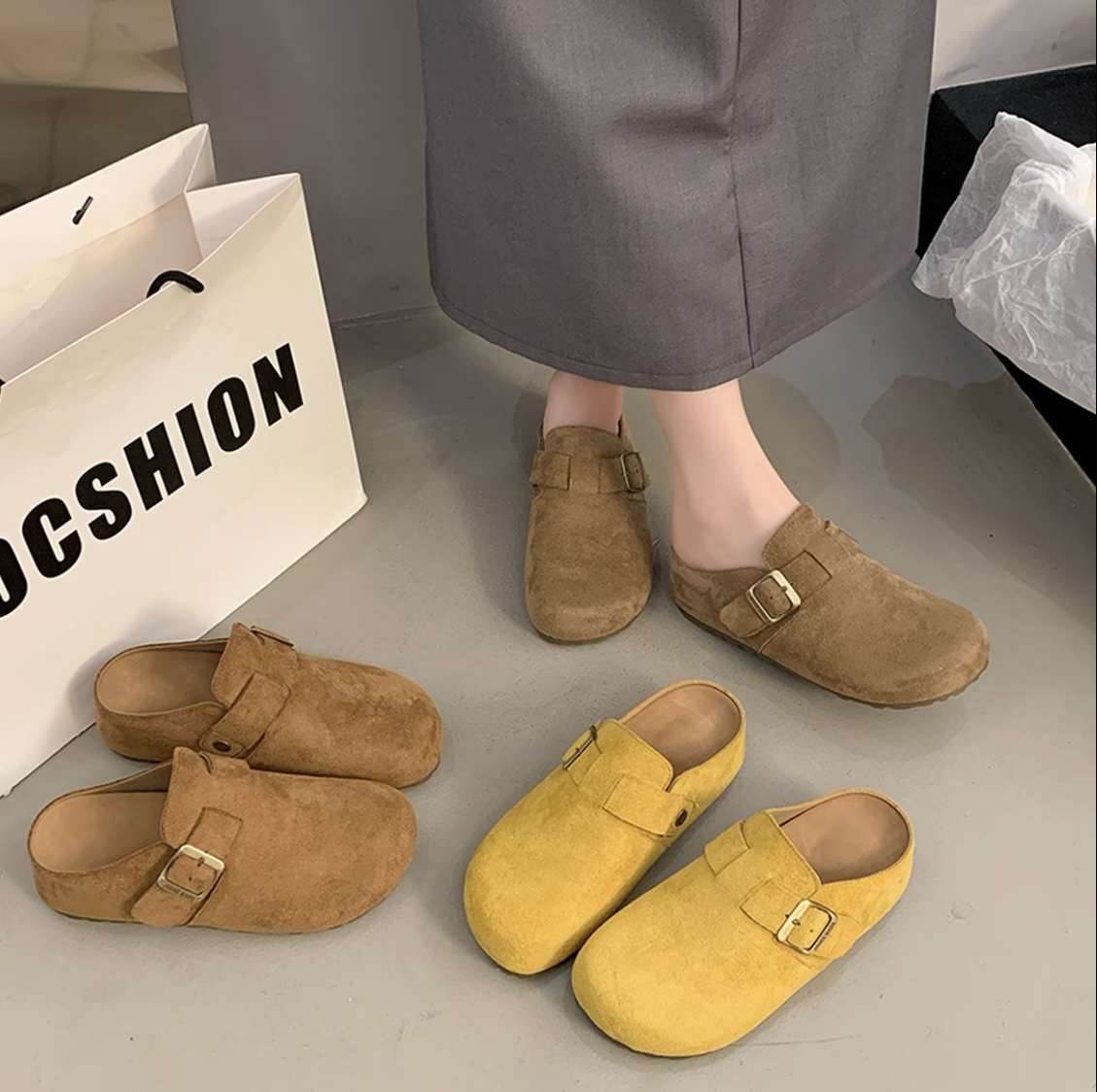 【厚底5厘米➕现货发】包头勃肯鞋女2025秋季新款一脚蹬轻便勃肯半拖