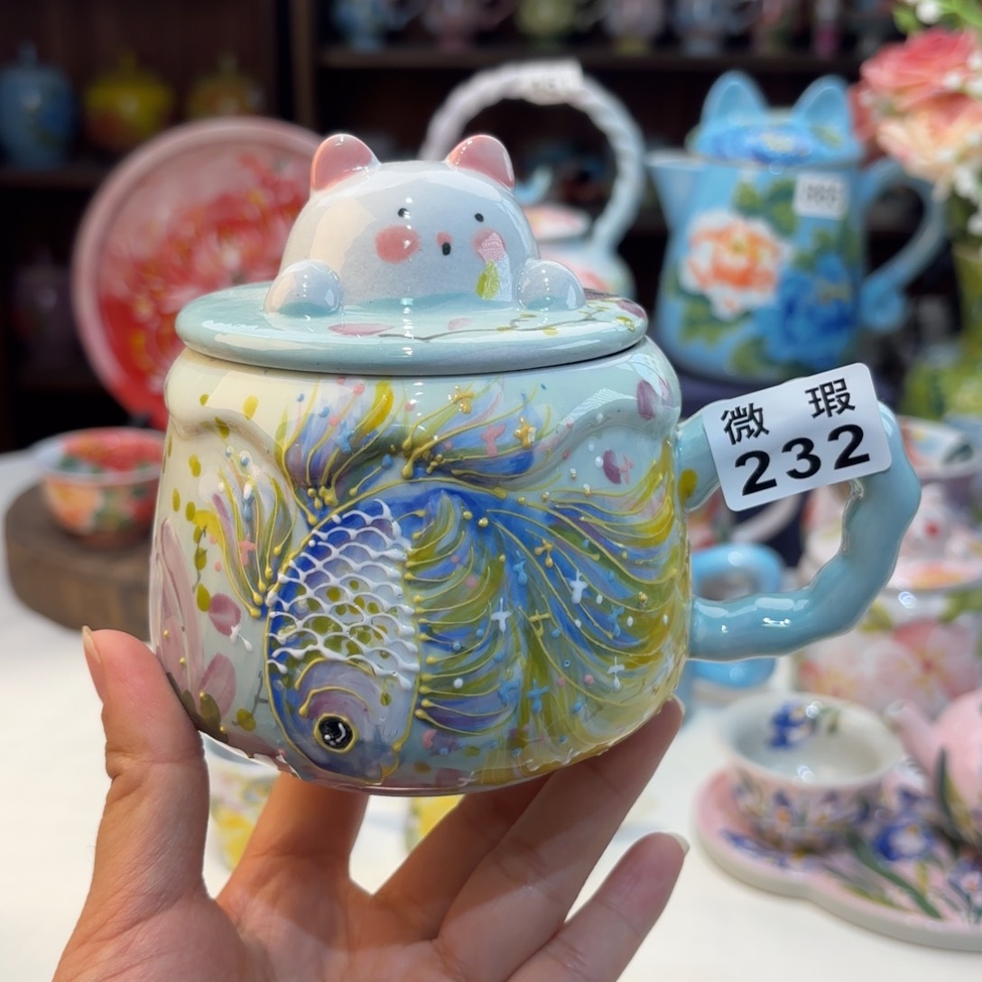 景德镇手绘高温釉下彩陶瓷茶具