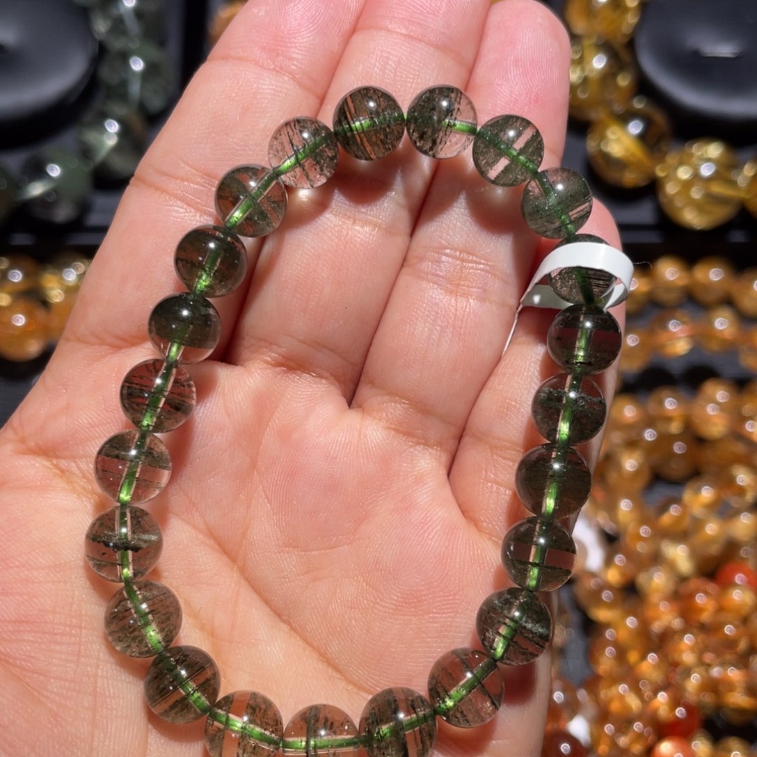 水晶手链未镶嵌绿幽灵千层手链8mm左右