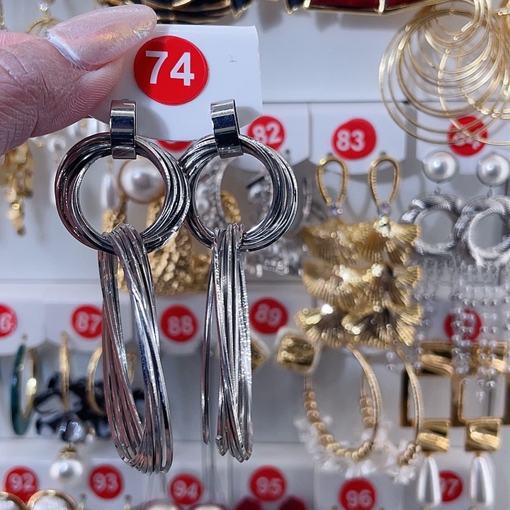 仿珍珠铁合金合金饰品耳环2银色