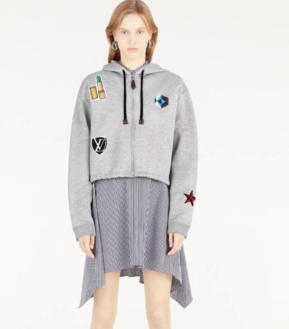 95新 LouisVuitton/路易威登   灰色贴标连帽外套 s码 98新