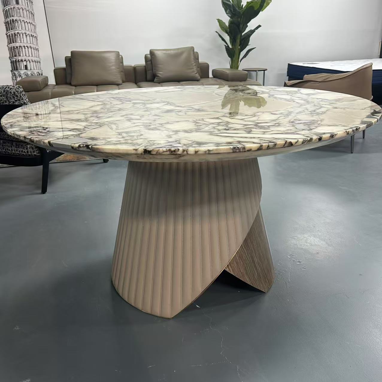 奢石圆餐桌天然设计感客厅吃饭桌子G-128