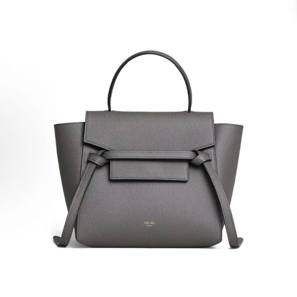99新 Celine/思琳 Celine/思琳鲶鱼中号 手提斜挎包 锡器灰