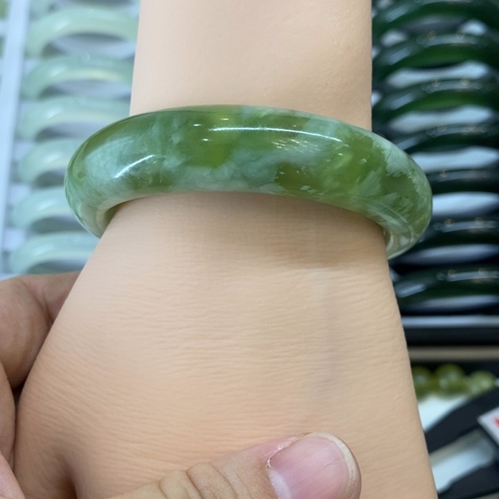 食***筑蛇纹石玉合金手镯56