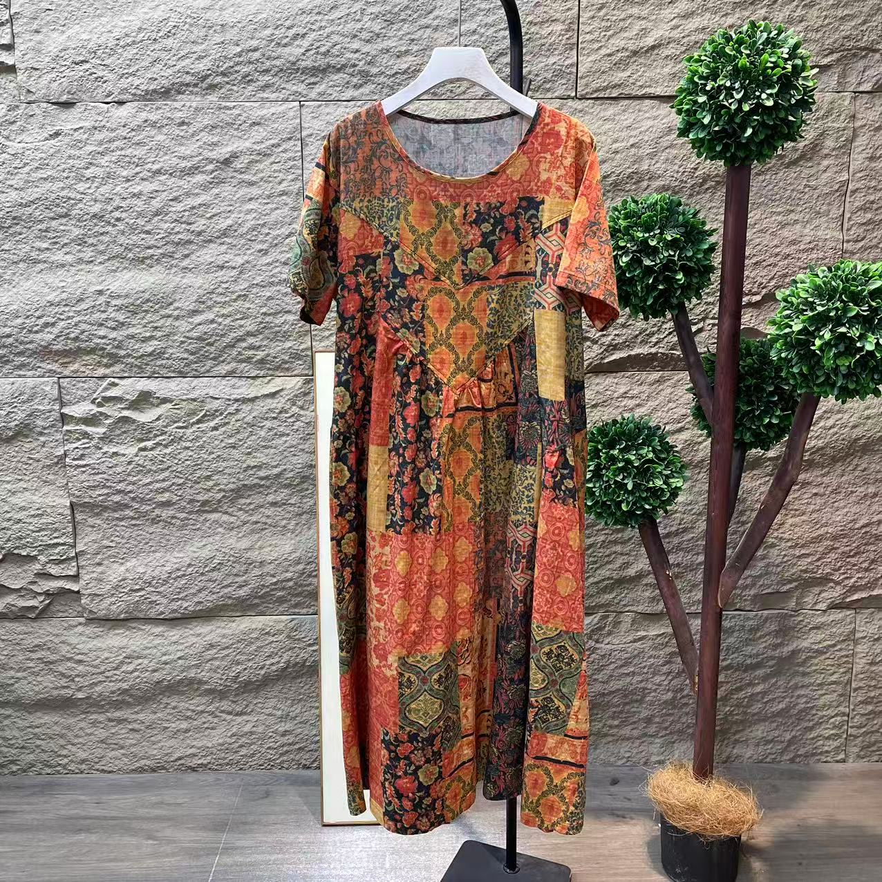 9211新款夏季优雅减龄倒三角清凉碎花连衣裙QZ