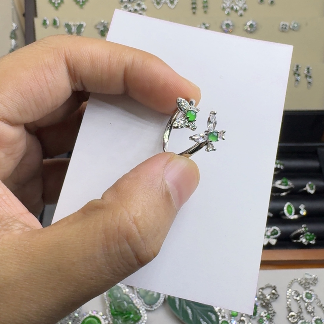 翡翠银S925镶嵌耳饰25