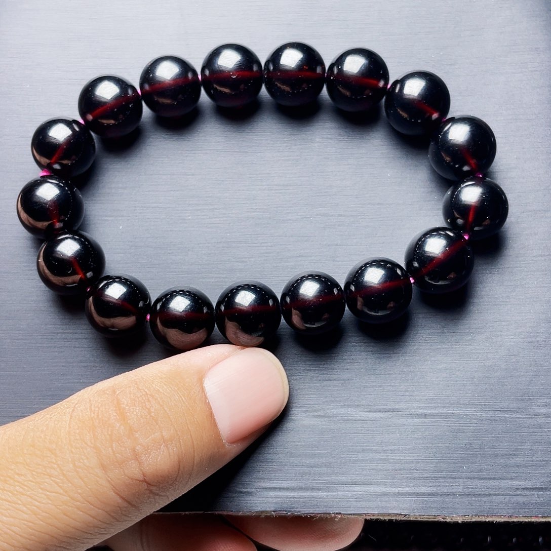 石榴石手链未镶嵌12MM毕业级酒红单圈天花板10A级