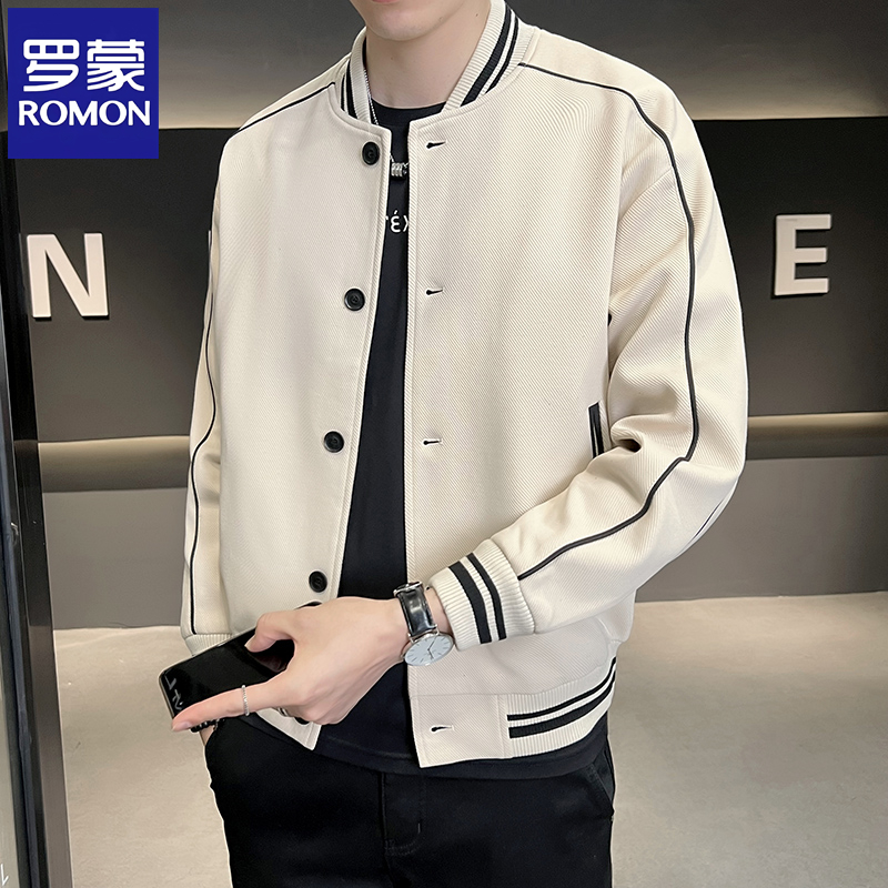 Romon/罗蒙棒球服外套男春秋高级感休闲时尚夹克韩版潮牌百搭上衣