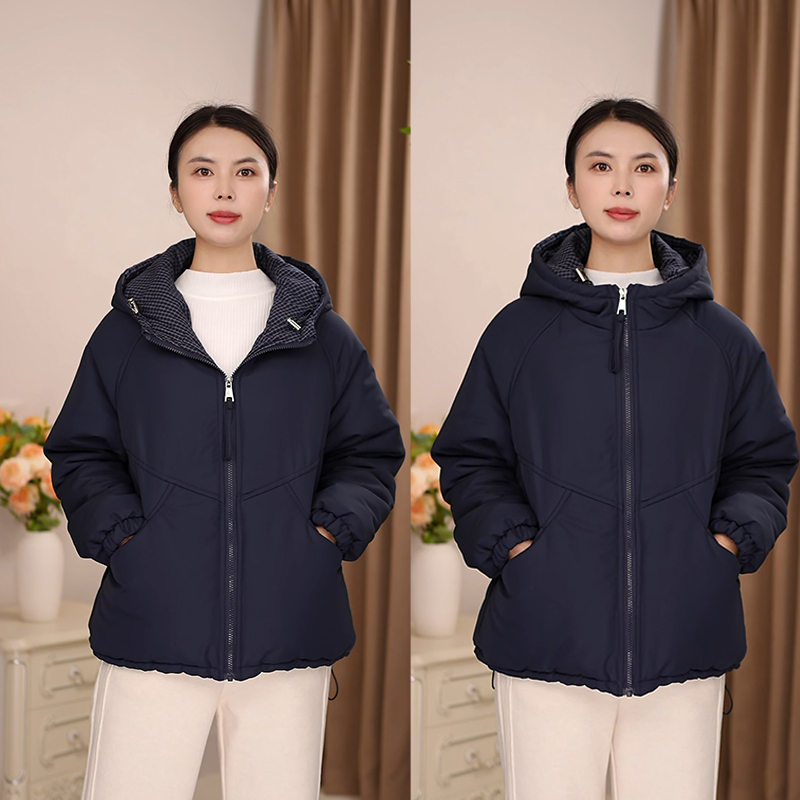 清版卖完下架2025新款加棉加绒百搭气质棉衣连帽大码休闲保暖