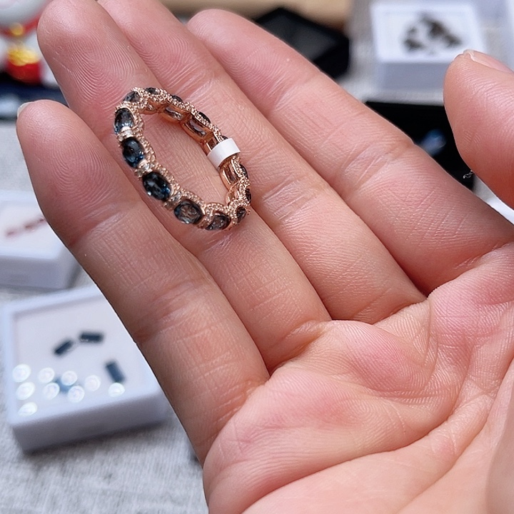 托帕石戒指银S925镶嵌戒指