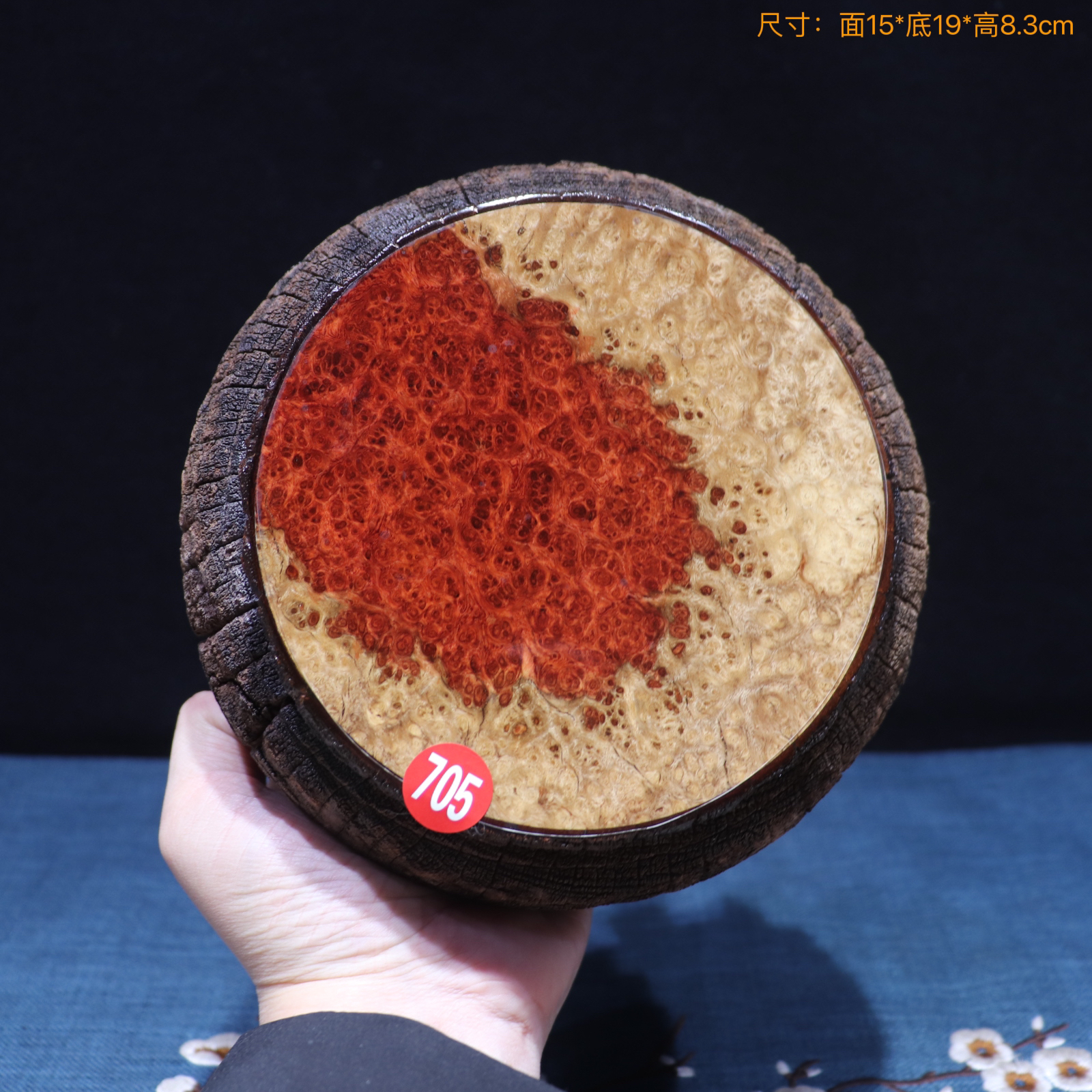 缅甸花梨车轱辘壶承瘿木瘤疤底座陶瓷复古双色花架茶托壶垫马车轴