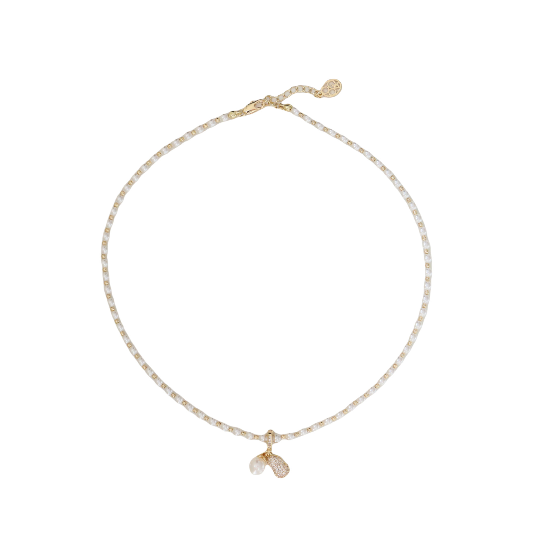 铜合金仿珍珠吊坠 欧货DP高品复古时尚花生项链-0104