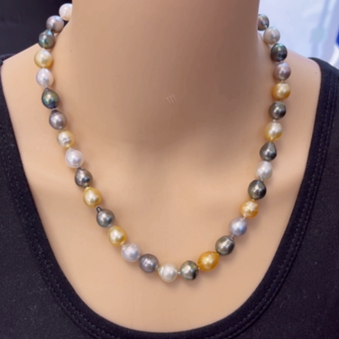 【闪购商品】海水珍珠颈饰未镶嵌大溪地金珠澳白