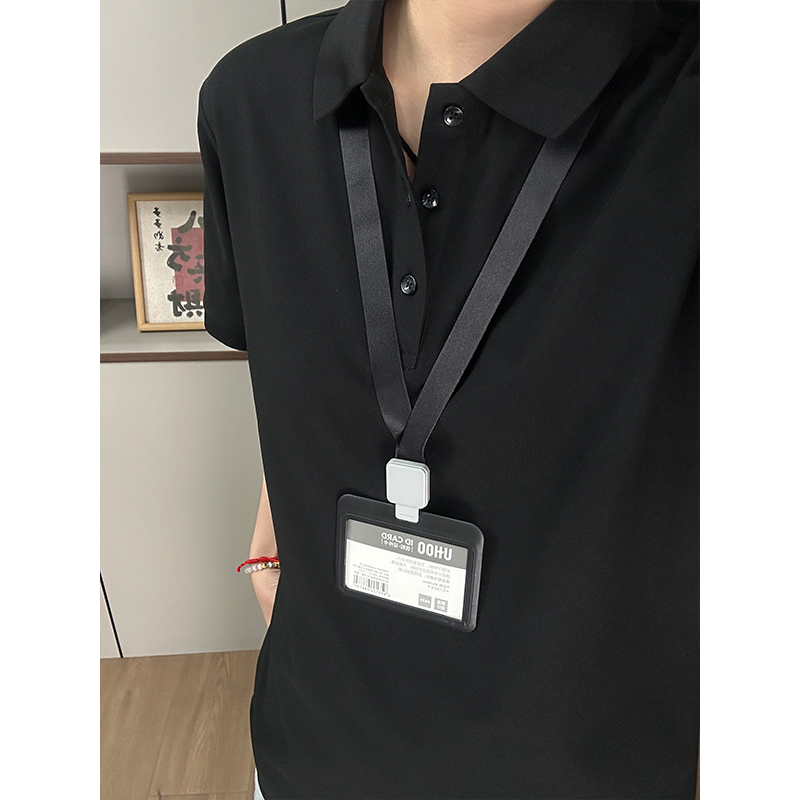 纯黑色短袖polo衫男女高级感痞帅翻领长袖t恤美式重磅正肩五分袖