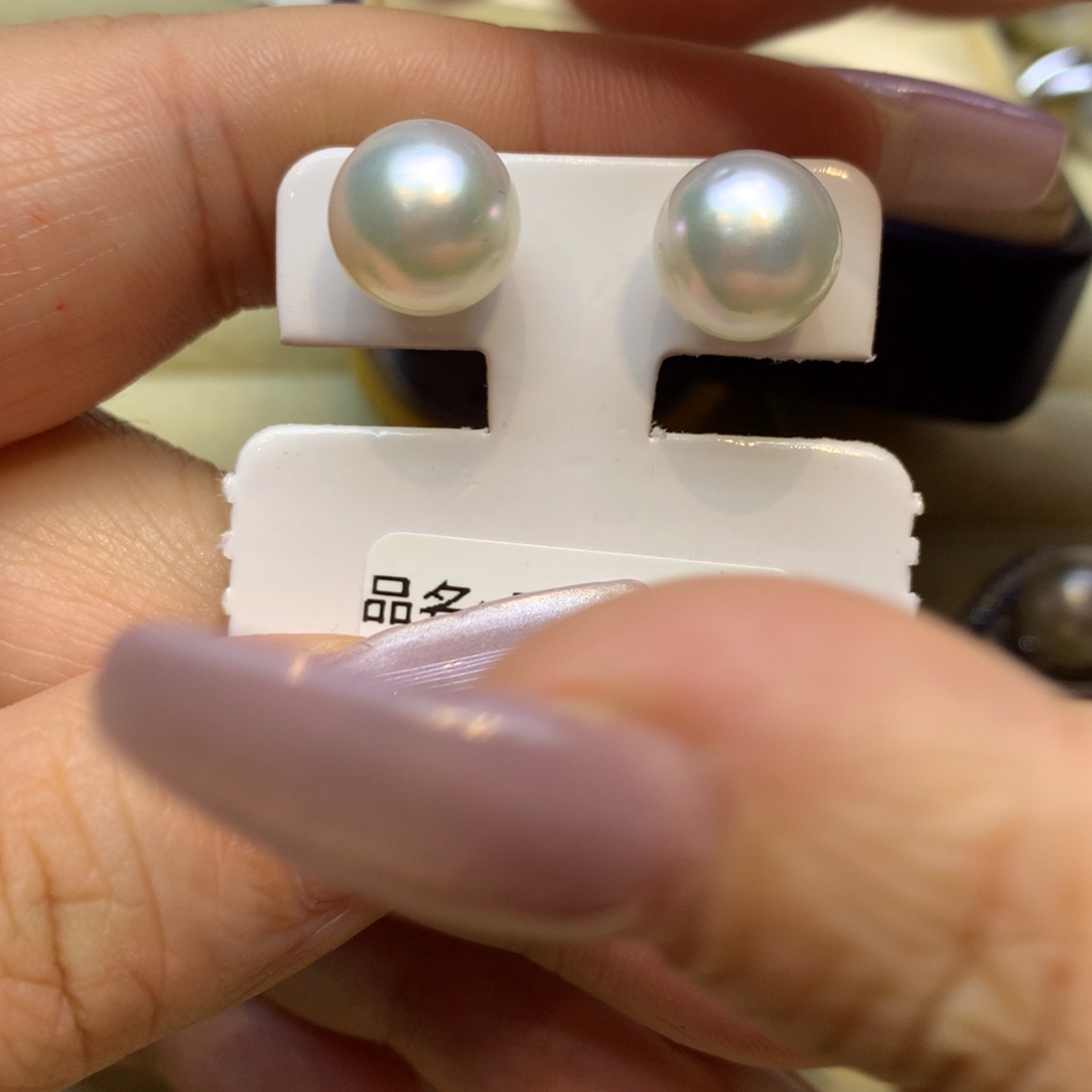 银S925镶嵌耳饰海水珍珠