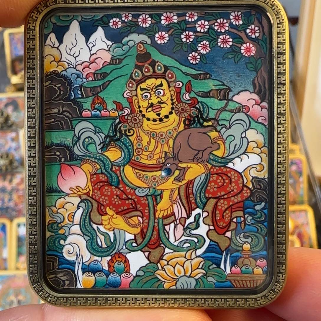 吊坠黄财神热贡唐卡