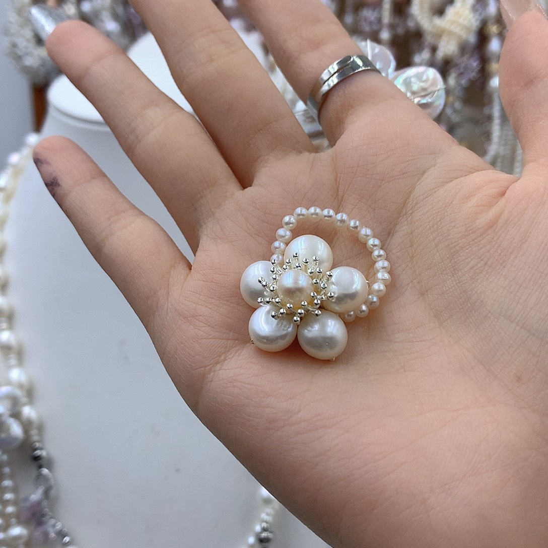 淡水珍珠银S925镶嵌项链耳饰