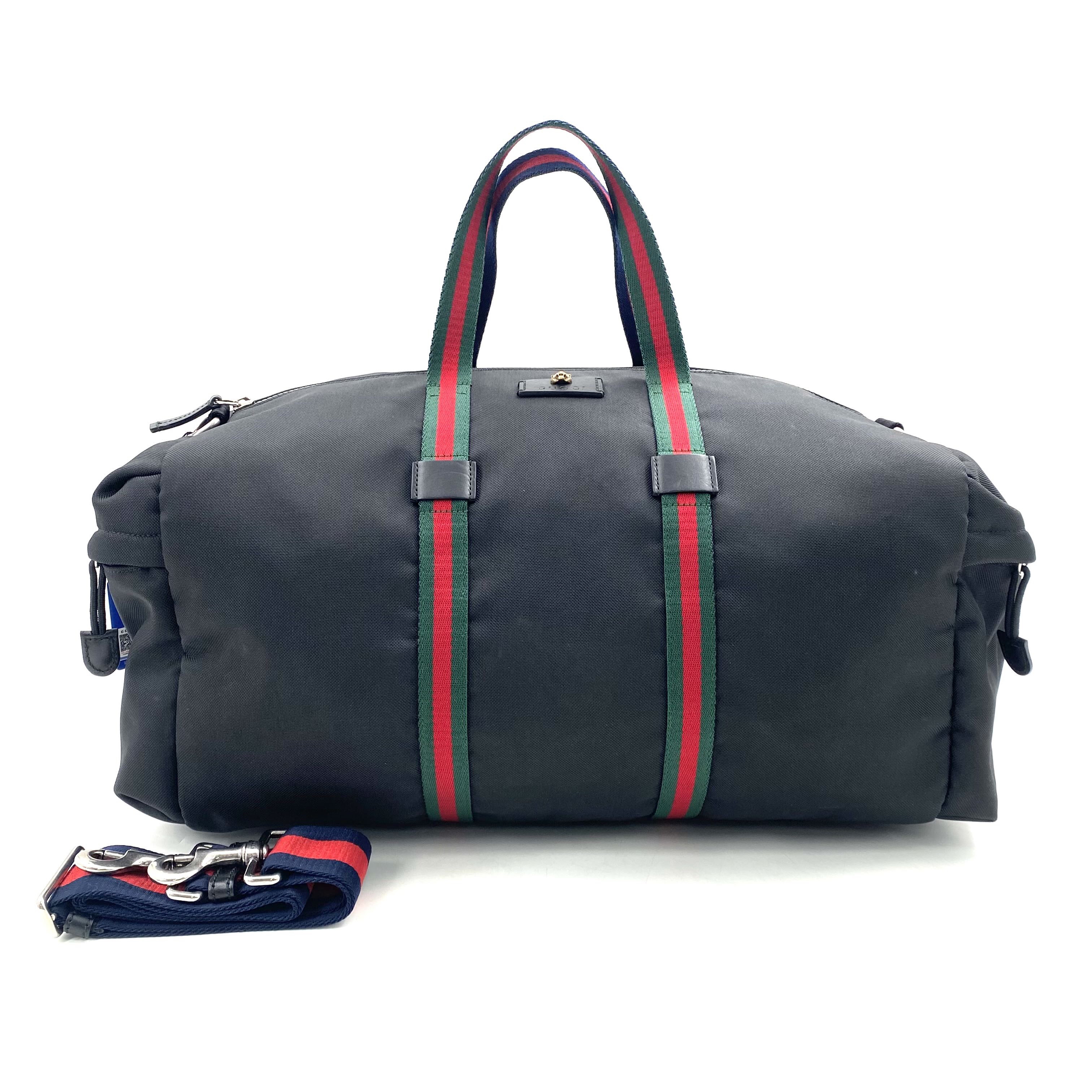 99新 GUCCI/古驰 黑色帆布虎头旅行袋 尺寸50/23男士休闲经典