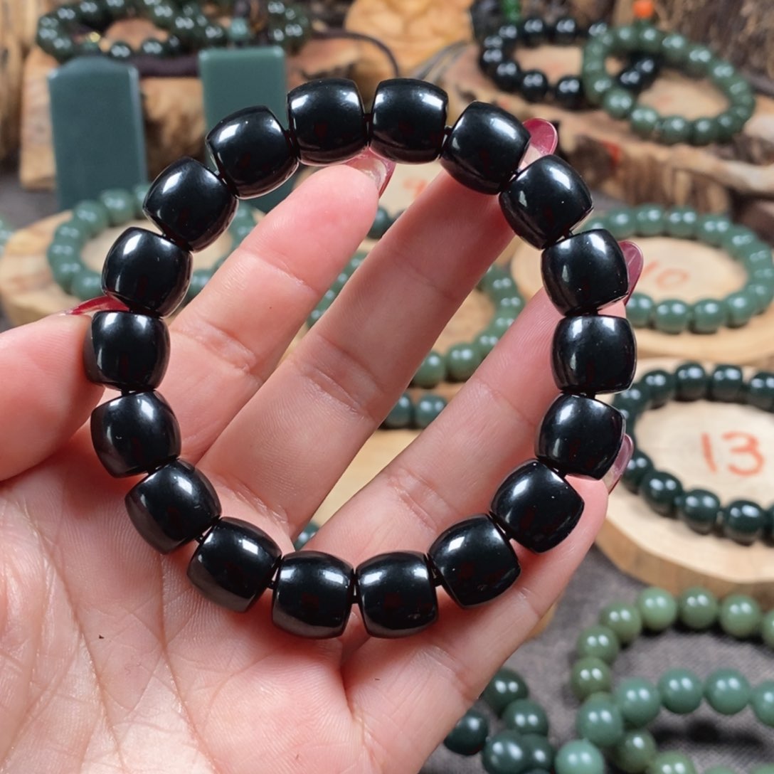 和田玉（青玉）手链未镶嵌