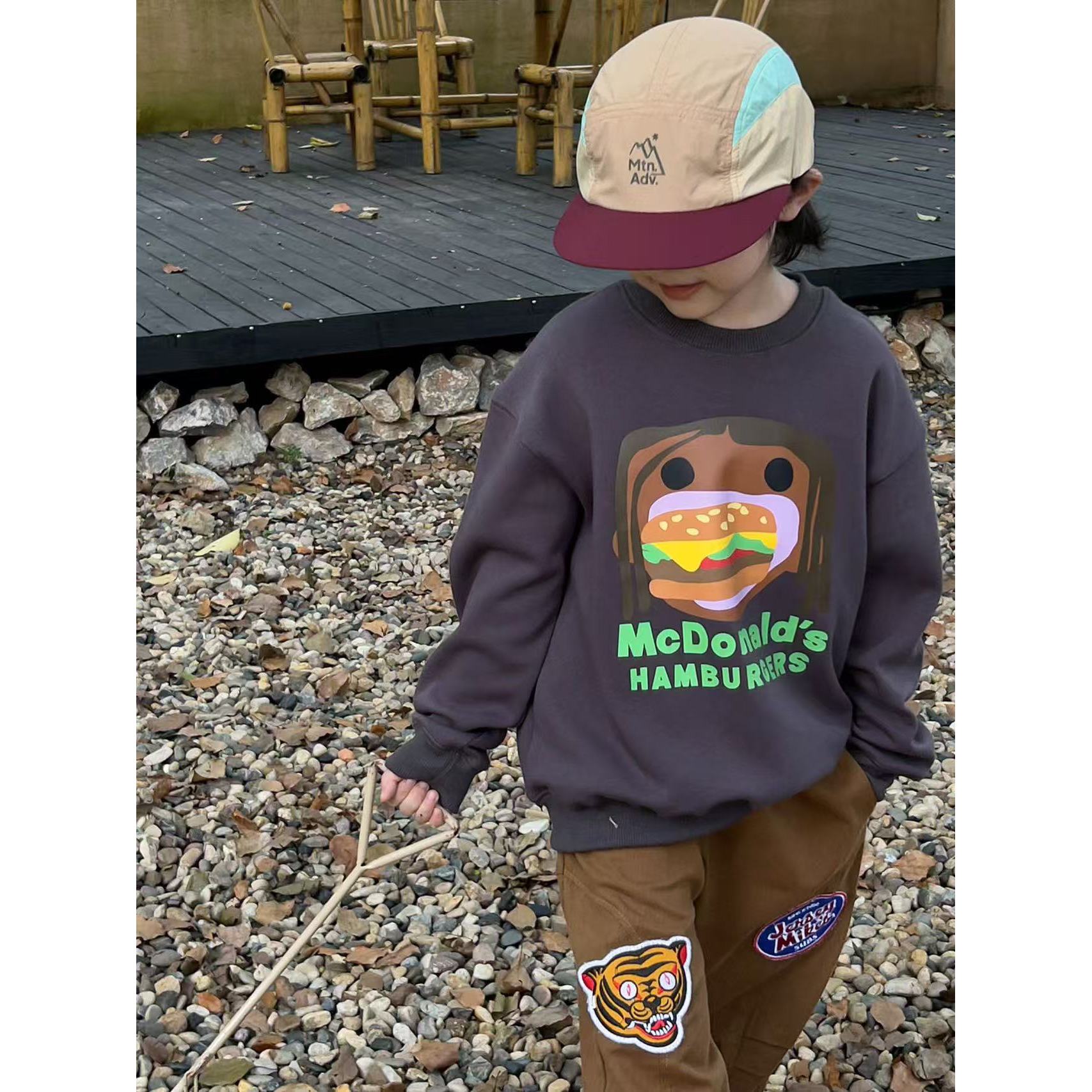 *7303【吃汉堡】时尚百搭休闲冬季儿童加绒卫衣