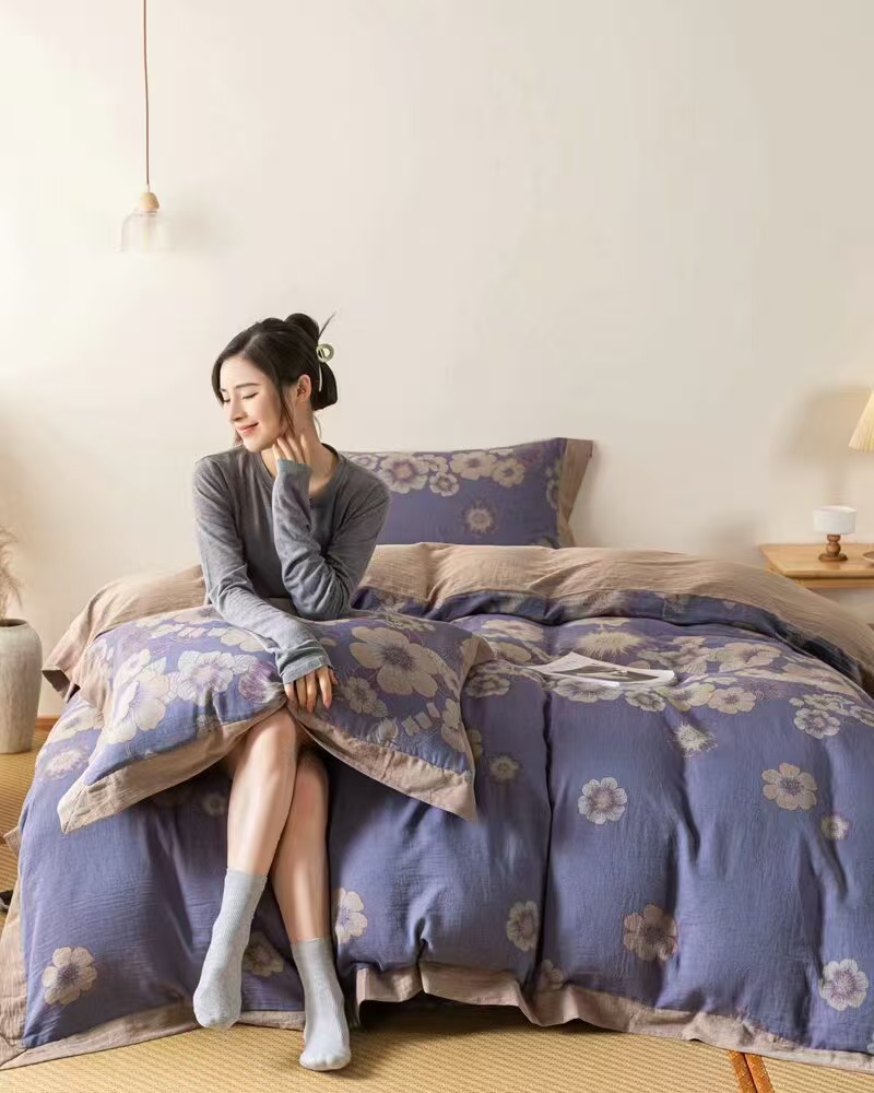 （紫恋）150cm*200cm 高端双层纱纯棉柔软保暖可机洗秋冬被