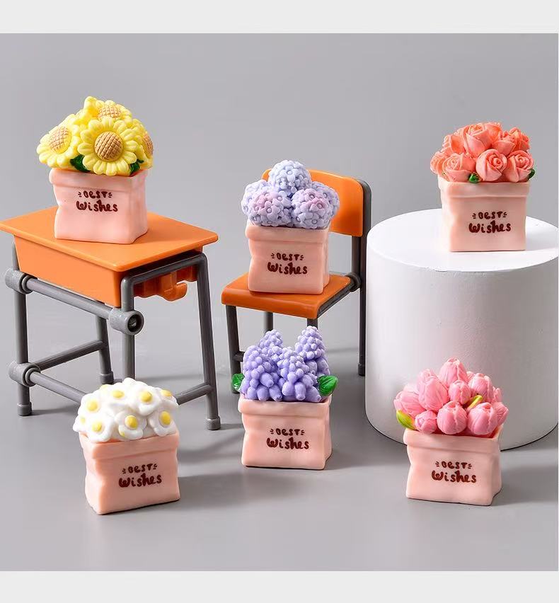 【对对碰】玫瑰风信子花盆盆栽手工diy饰品盲袋桌面小摆件