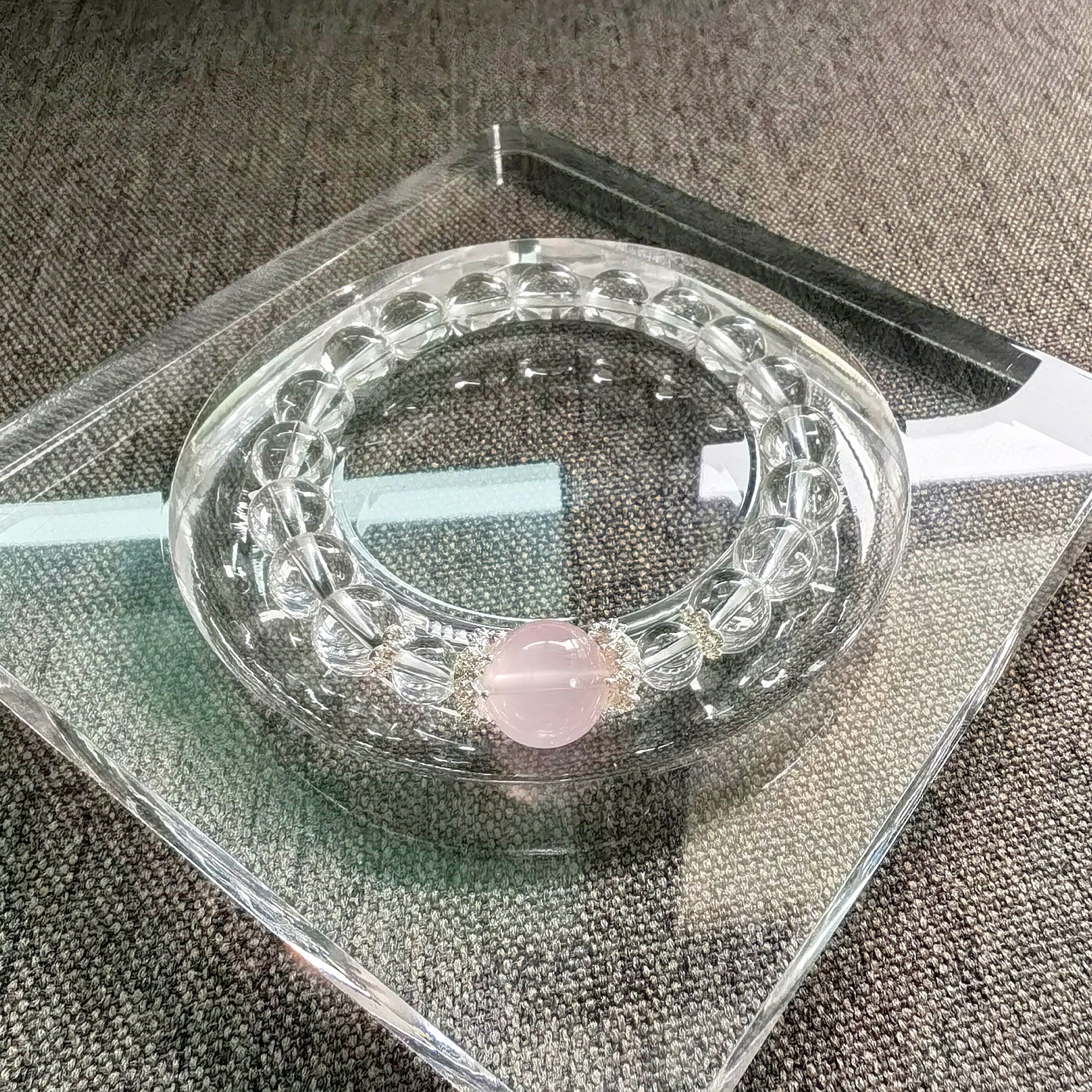 《纯洁少女》天然 卡8 收藏级别白水晶 莫桑粉 原创手串