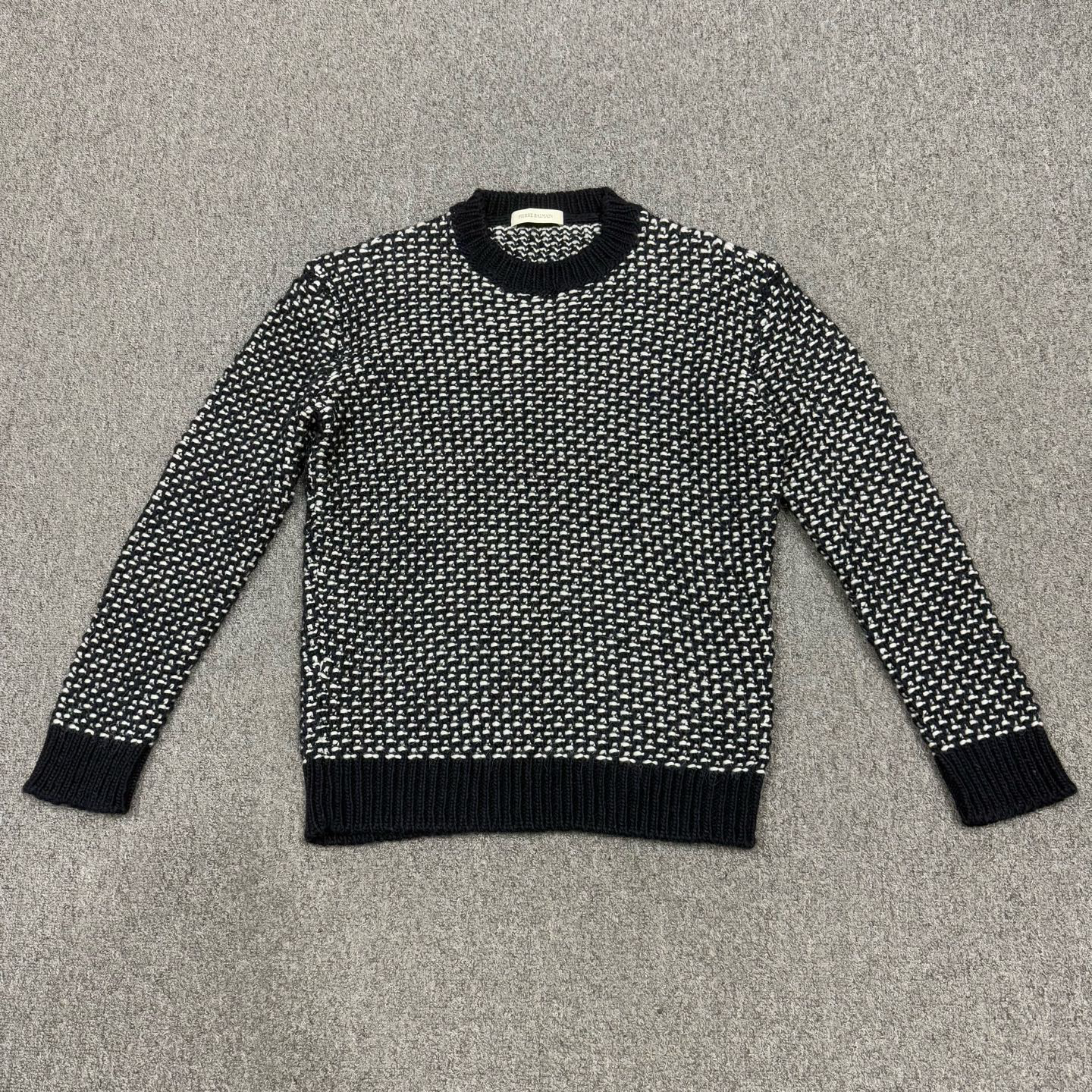 99新 BALMAIN/巴尔曼 18510363  巴尔曼 蓝白编织毛衣 36码99新