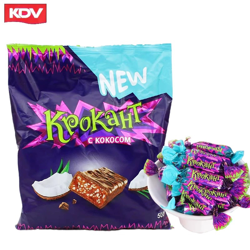 【临期】KDV椰子味紫皮糖巧克力夹心扁桃仁夹心糖26.4月