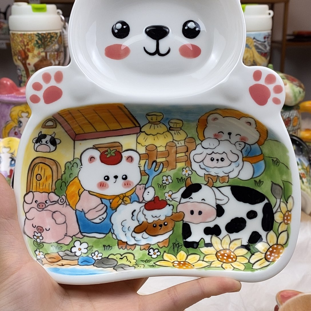 瓷片董董文创手绘陶瓷