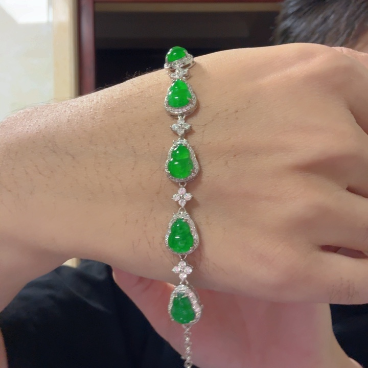 翡翠银S925镶嵌颈饰手链