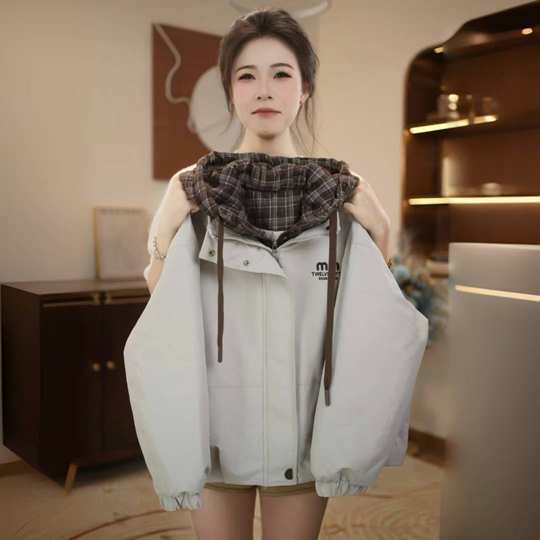 女童秋冬夹棉外套2025秋冬季新款女孩中大童假两件连帽外套Q63235