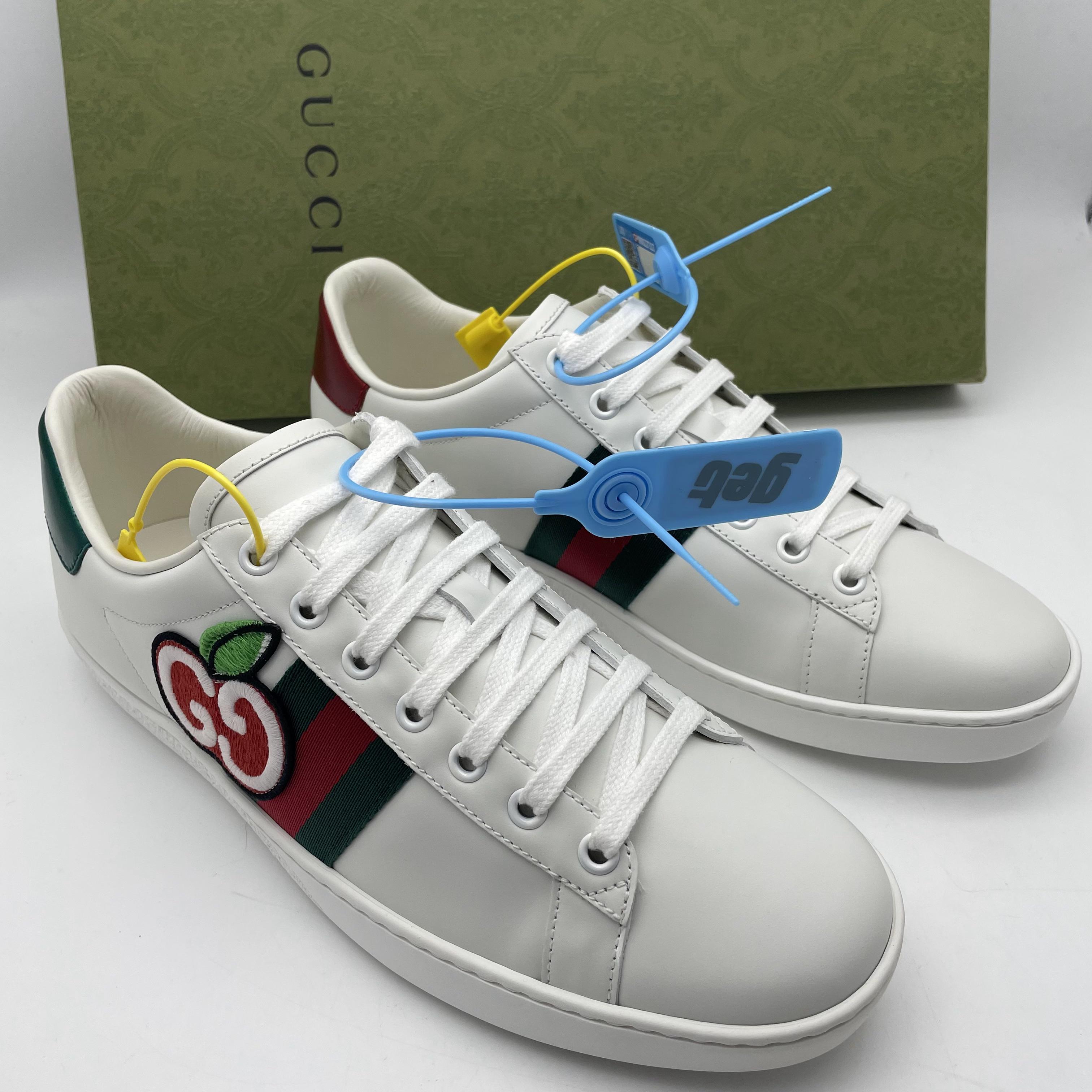 99新 GUCCI/古驰 /39.5欧码 苹果织带休闲时尚板鞋/全套未使用