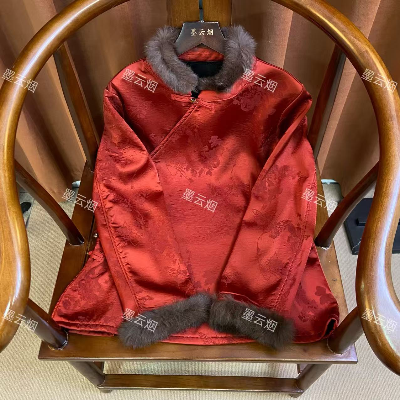 【高堂】新中式内里加绒提花印染复古加厚国风休闲秋冬外套常规020